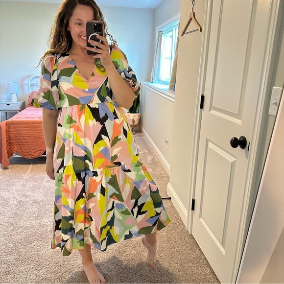 NWT Tuckernuck Crosby by Mollie Burch Green Pink Printed Maxi Dress Small - Picture 4 of 14